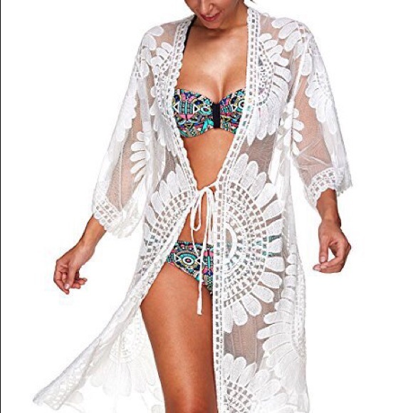 White/creamy beach coverup - Picture 3 of 7